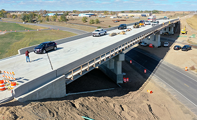 Photo: shows lane switchover at MnROAD on I-94.